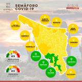 La mayoría del estado de Sonora se encuentra en color amarillo / Foto: Cortesía | Secretaría de Salud